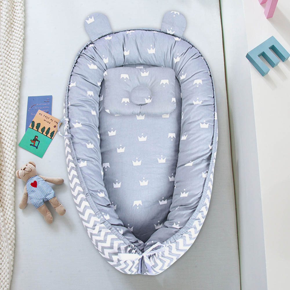 Star Babies Portable Lounger Sleeping Pod - Grey Stripe
