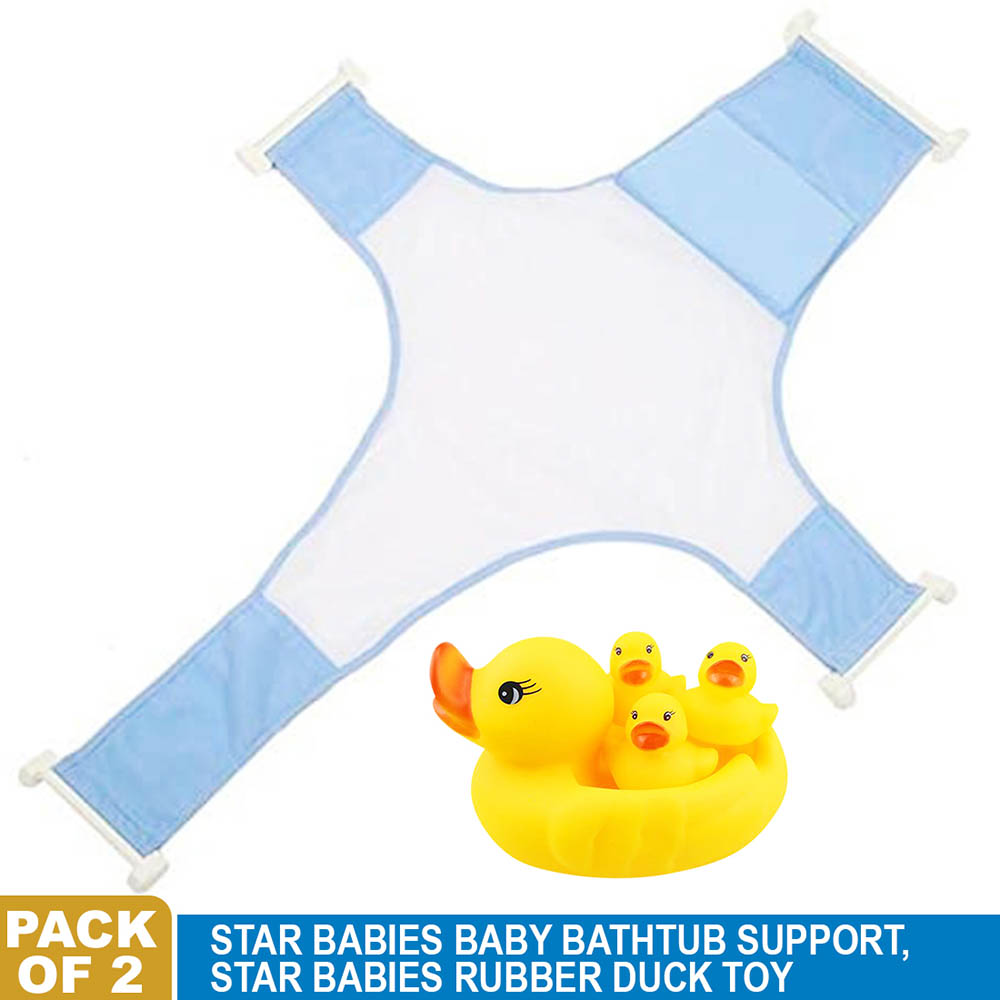 Star Babies - Bath Support with Rubber Duck - Pack Of 2 - Blue/Yellow