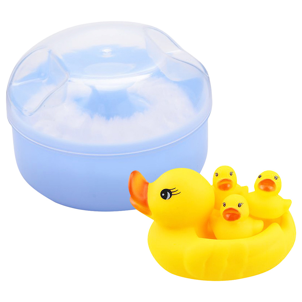 Star Babies - Powder Puff with Rubber Duck - Pack Of 2 - Blue/Yellow