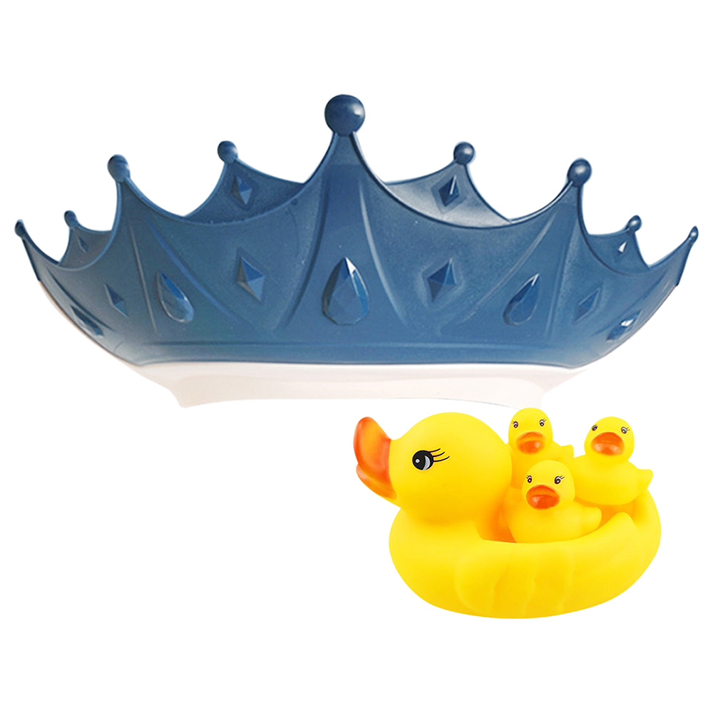 Star Babies - Crown Shower Cap with Rubber Duck - Pack Of 2 - Blue/Yellow