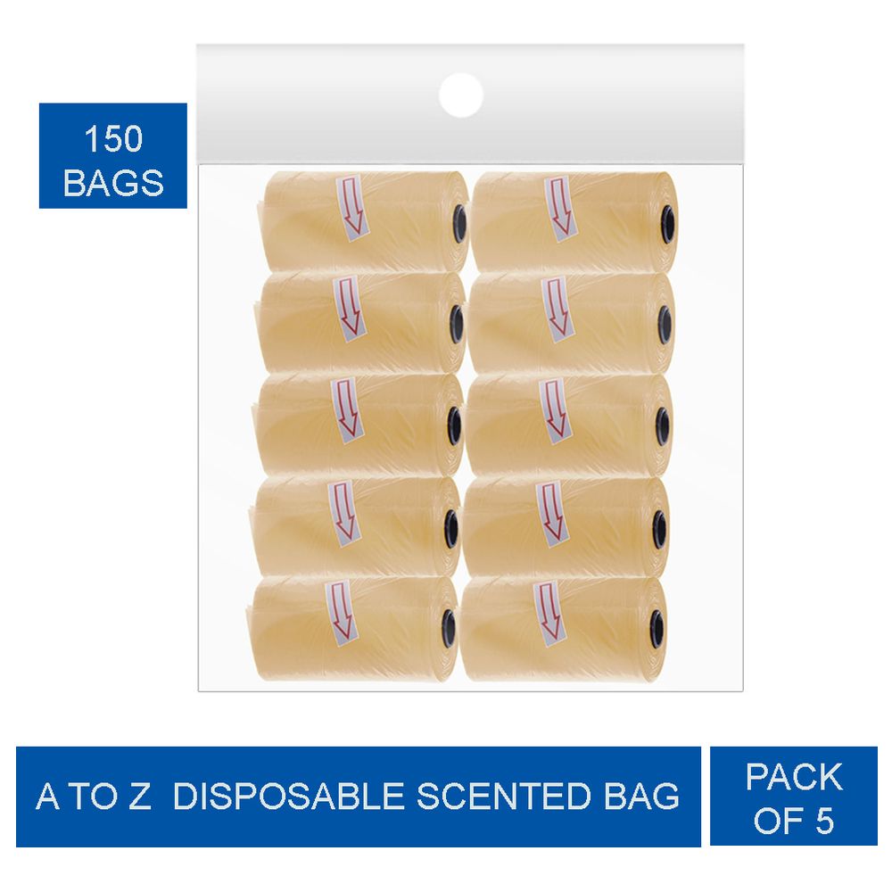 A to Z - Disposable Scented Nappy Bag 150pcs - Pack of 10 - Ivory