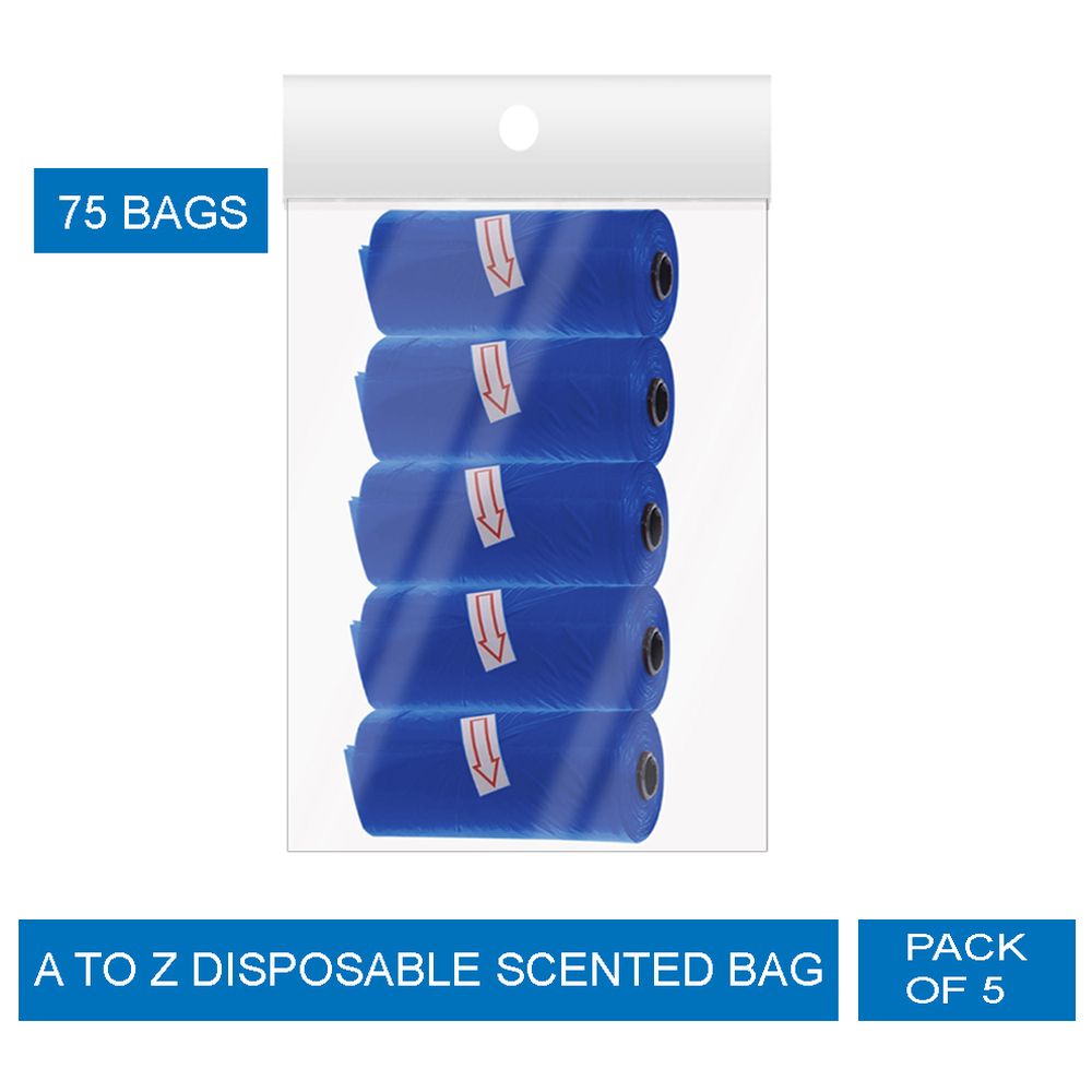 A to Z - Disposable Scented Nappy Bag 75pcs - Pack of 5 - Navy Blue