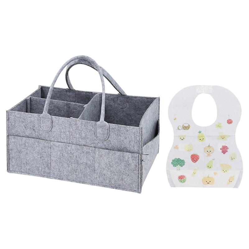 Star Babies - Caddy Diaper Bag Grey with Disposable Bibs - 10pcs