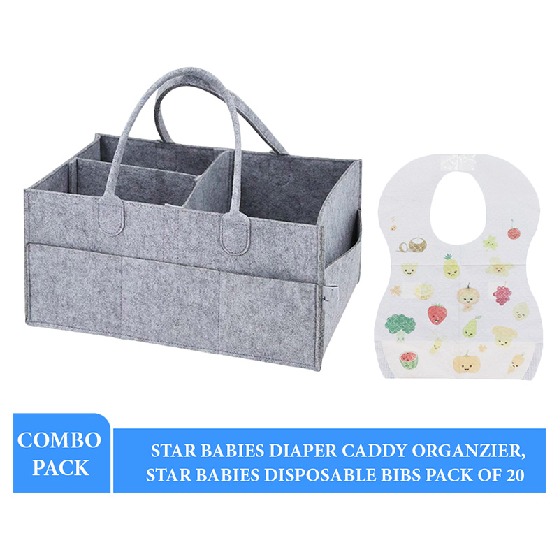 ستار بيبيز- منظم الحفاضات - رمادي + مراييل للاستعمال مرة واحدة - عدد 20