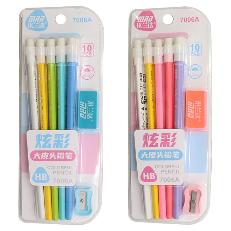 Star Babies - Kids Pencil with Sharpener & Eraser Set - 10pcs