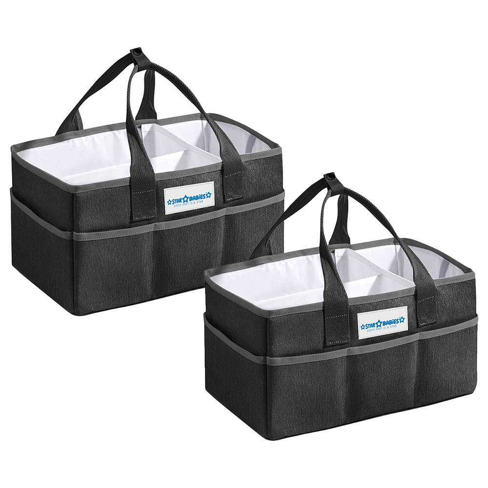 Star Babies - Diaper Caddy Organizer - Pack of 2 - Black