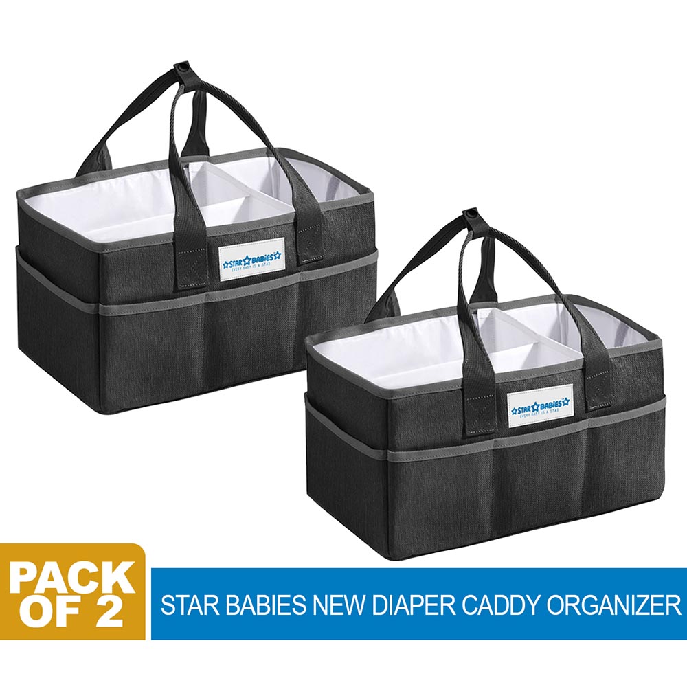 Star Babies - Diaper Caddy Organizer - Pack of 2 - Black
