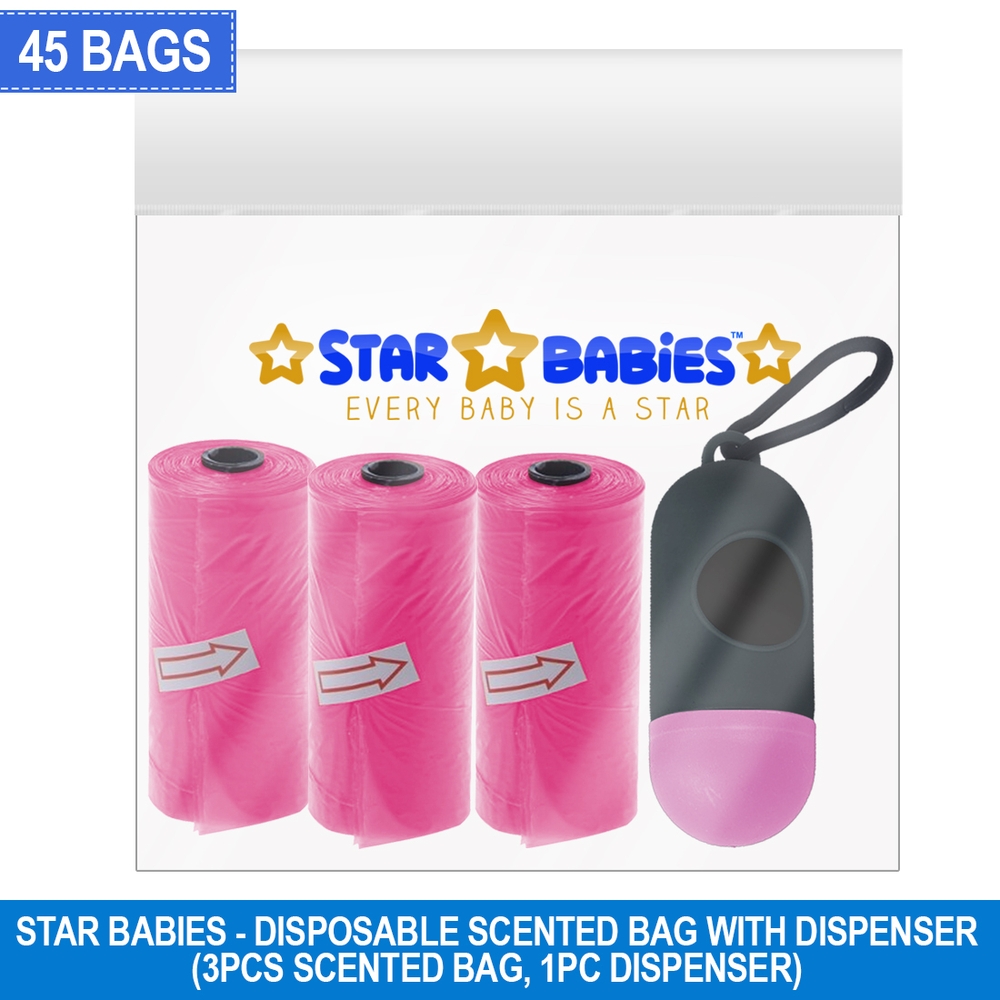 Star Babies - Scented Nappy Bag With Dispenser Pack of 3/45 Bags - Color May Vary