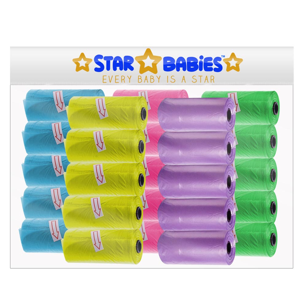 Star Babies Scented Nappy Bag - Pack of 25 - 375 Bags - Color May Vary