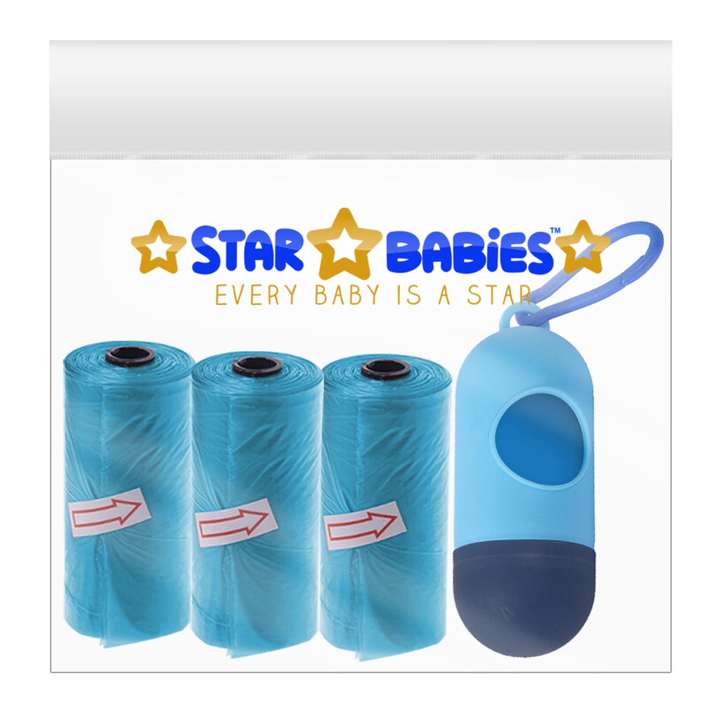 Star Babies - Scented Nappy Bag With Dispenser Pack of 3/45 Bags - Blue