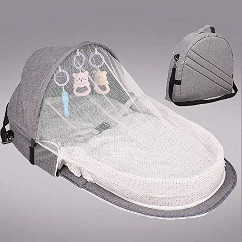 Star Babies Multi-Function Baby Bed with Mosquito Net - Grey