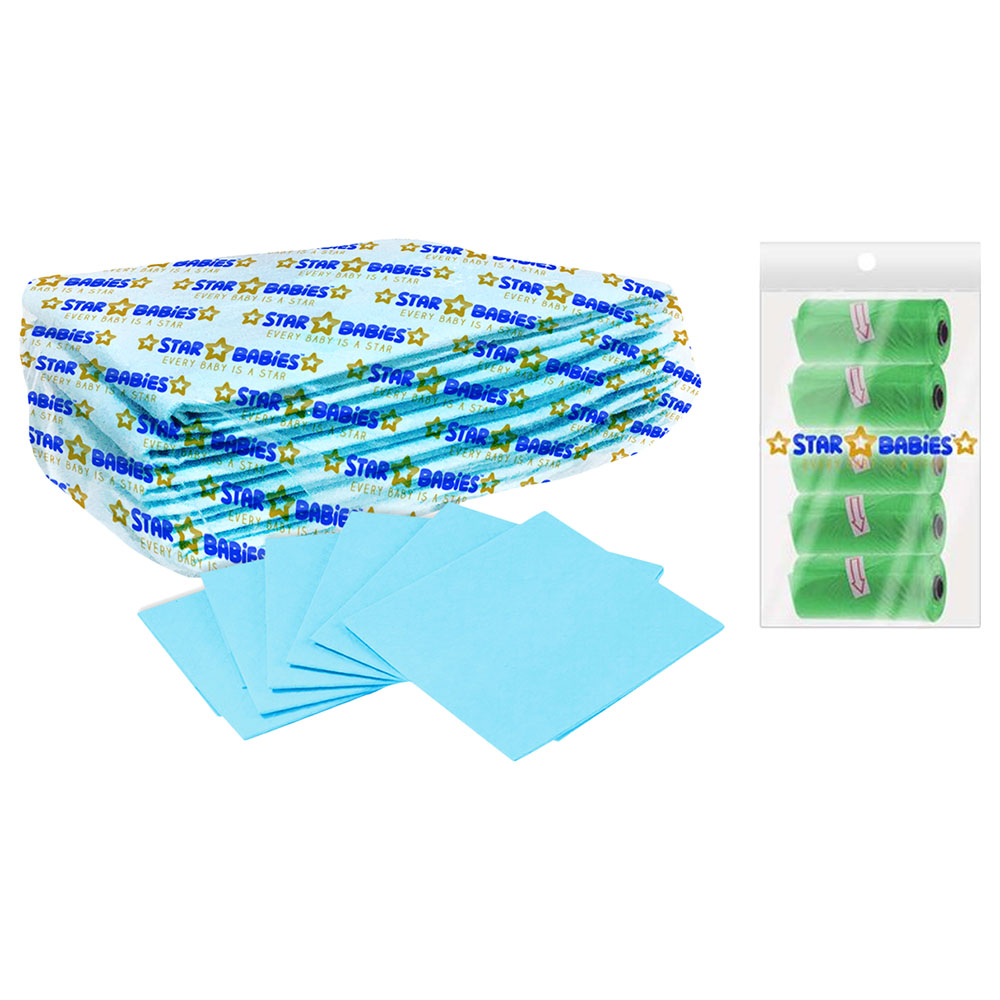 Star Babies - Disposable Blue Changing Mat with Scent-Pack Of 5