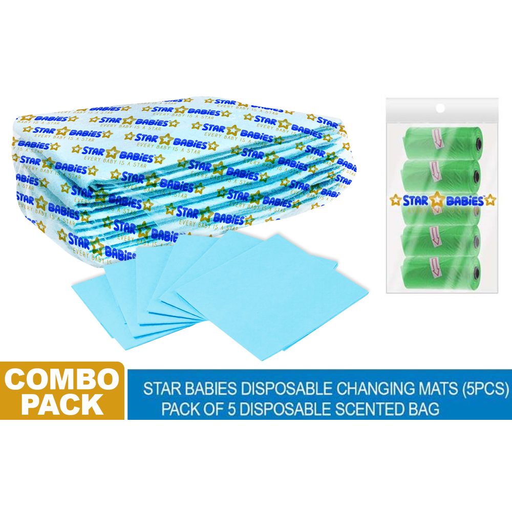 Star Babies - Disposable Blue Changing Mat with Scent-Pack Of 5