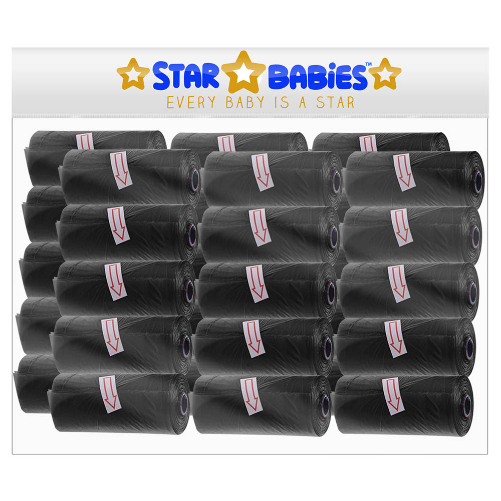 Star Babies - Scented Nappy Bag Pack of 30/450 Bags - Black