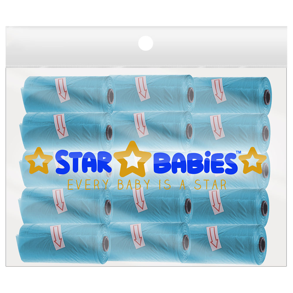 Star Babies - Scented Nappy Bag Pack of 15/225 Bags - Blue
