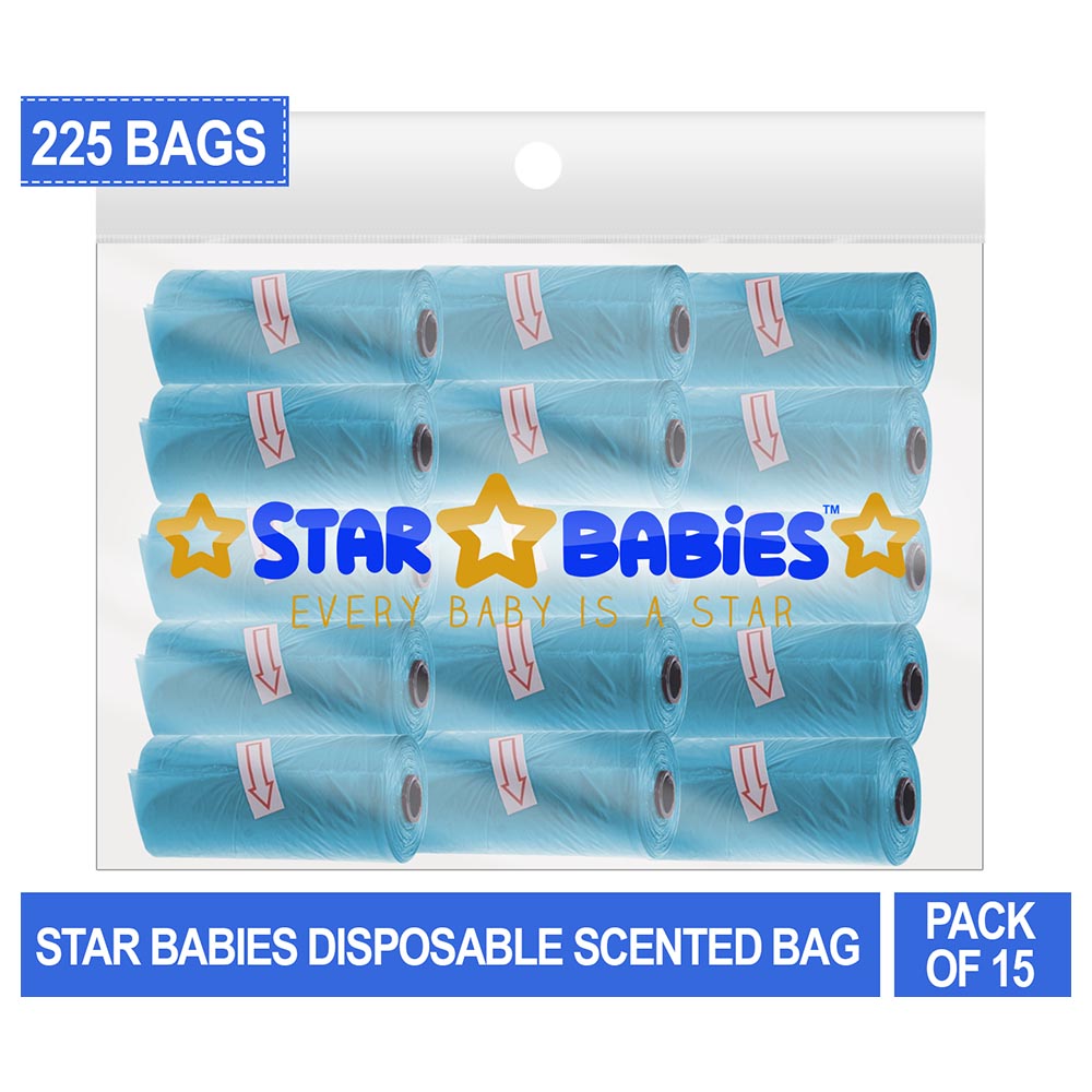 Star Babies - Scented Nappy Bag Pack of 15/225 Bags - Blue
