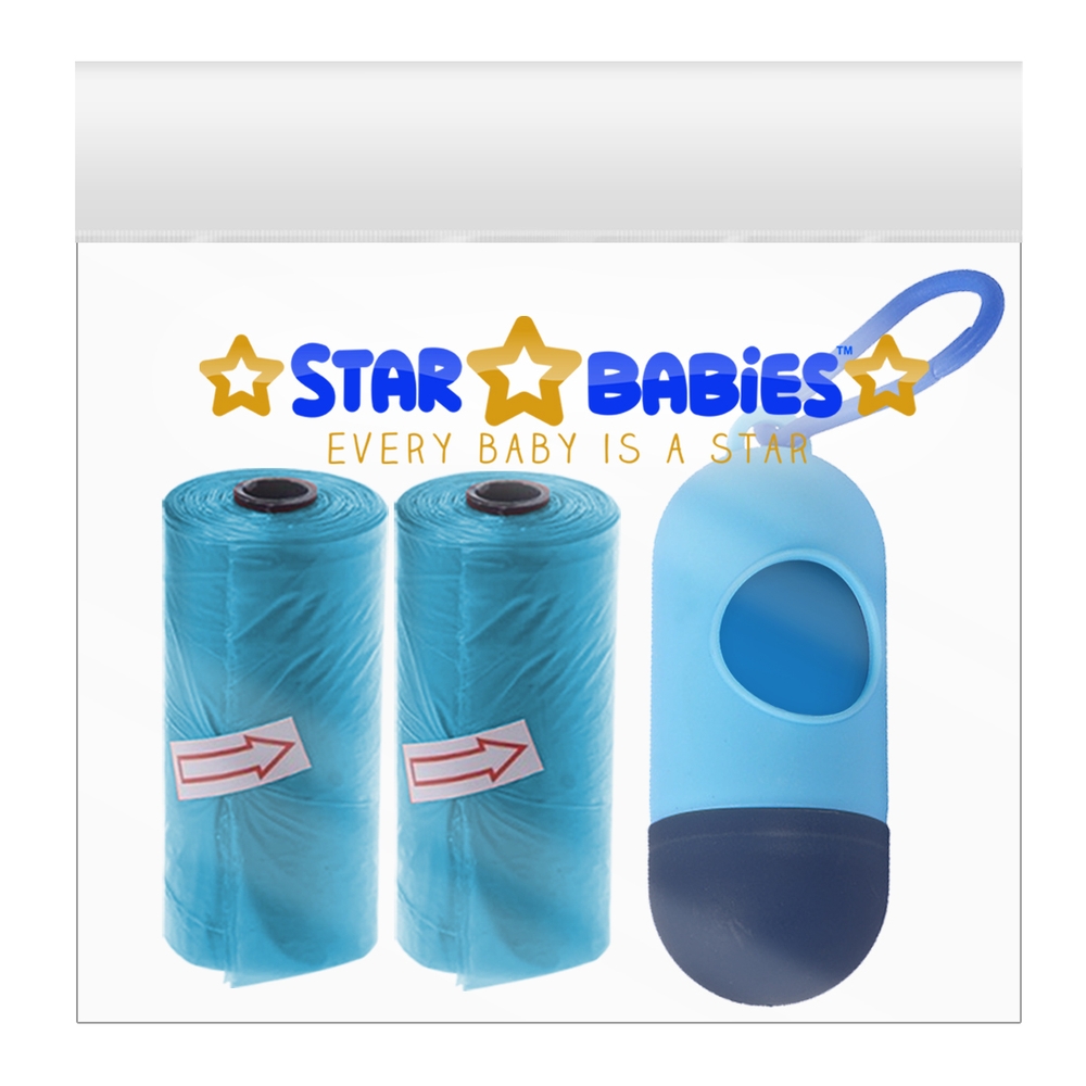 Star Babies - Scented Nappy Bag With Dispenser Pack of 2/30 Bags - Blue