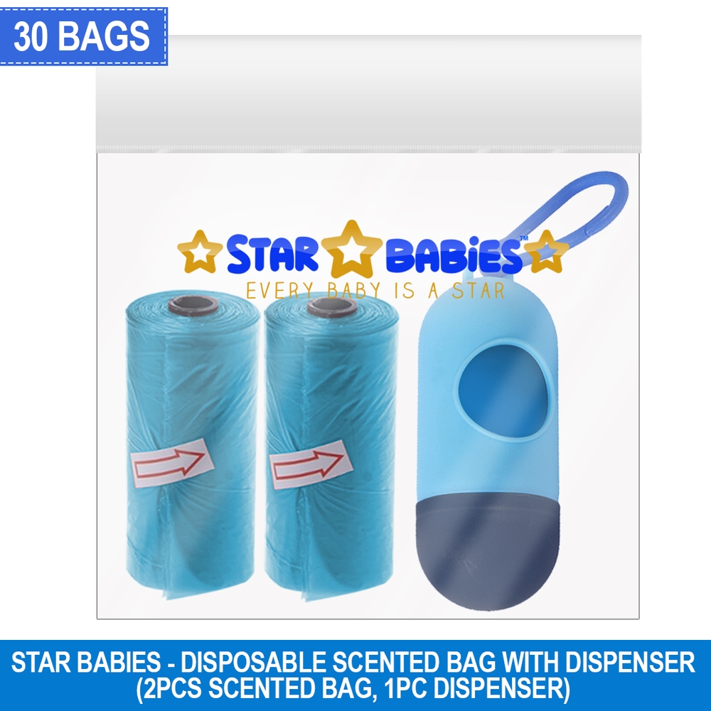 Star Babies - Scented Nappy Bag With Dispenser Pack of 2/30 Bags - Blue