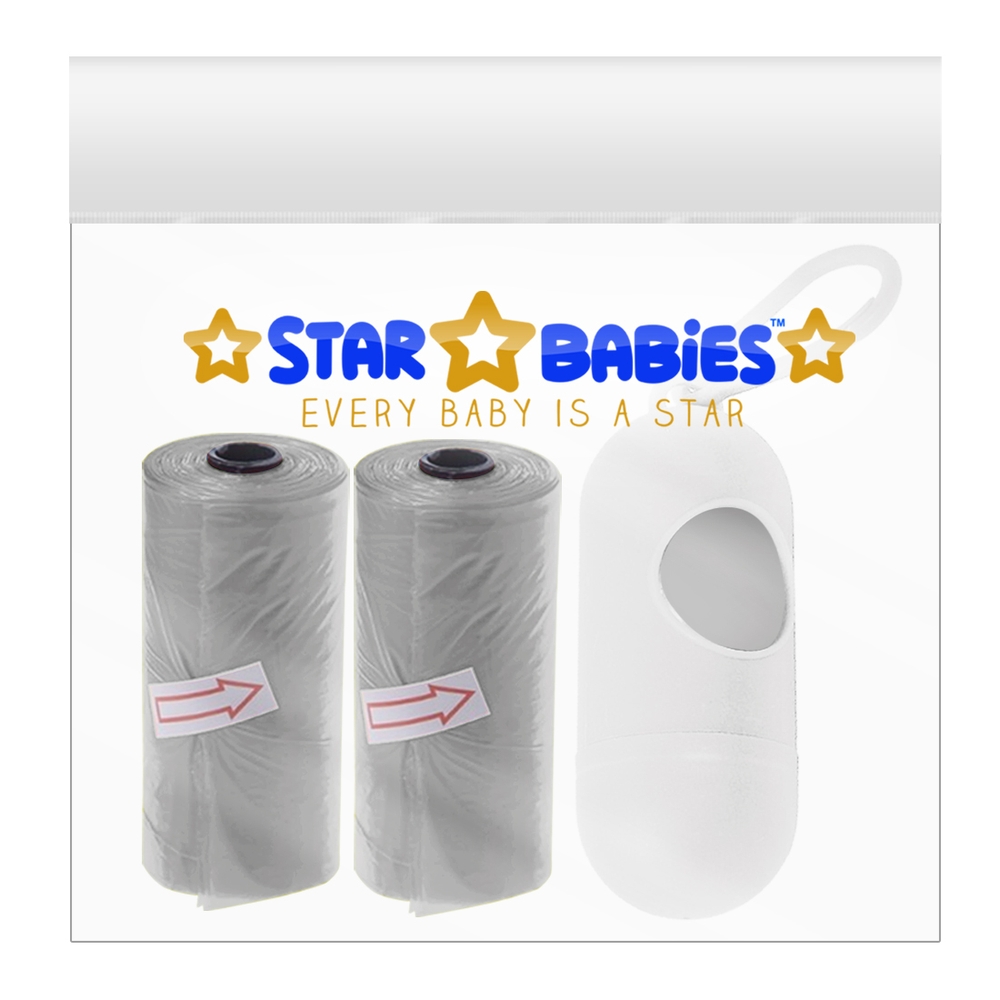 Star Babies - Scented Nappy Bag With Dispenser Pack of 2/30 Bags - Grey