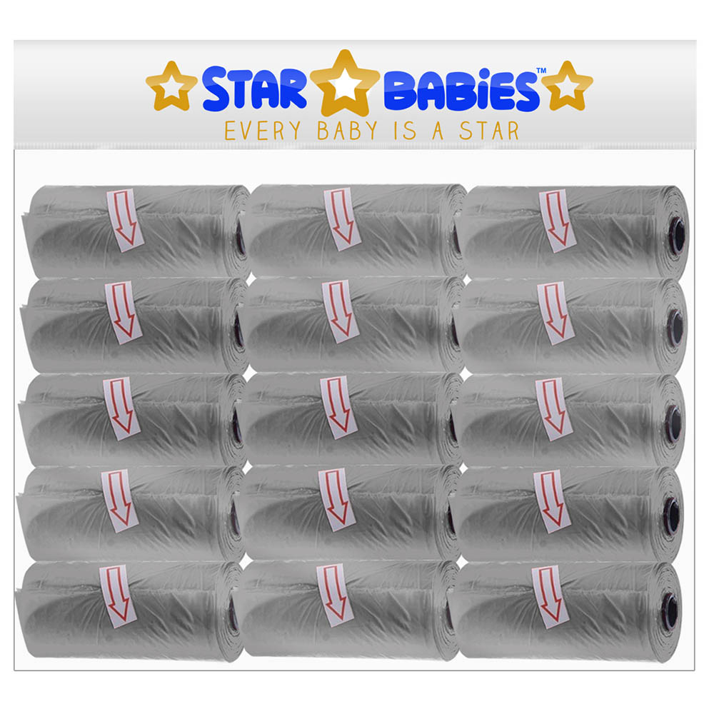Star Babies - Scented Nappy Bag Pack of 15/225 Bags - Grey