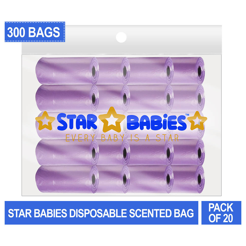Star Babies - Scented Nappy Bag Pack of 20/300 Bags - Lavender