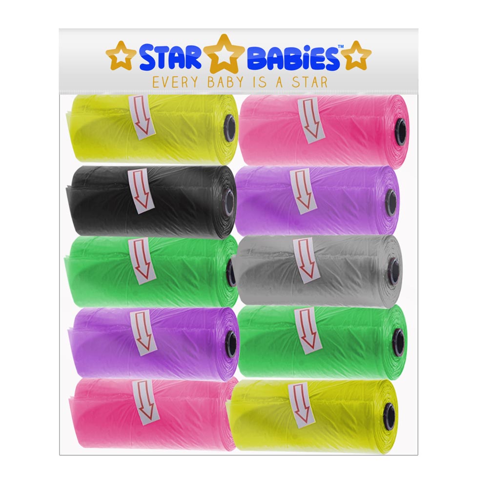Star Babies - Scented Nappy Bag Pack of 10/150 Bags - Assorted