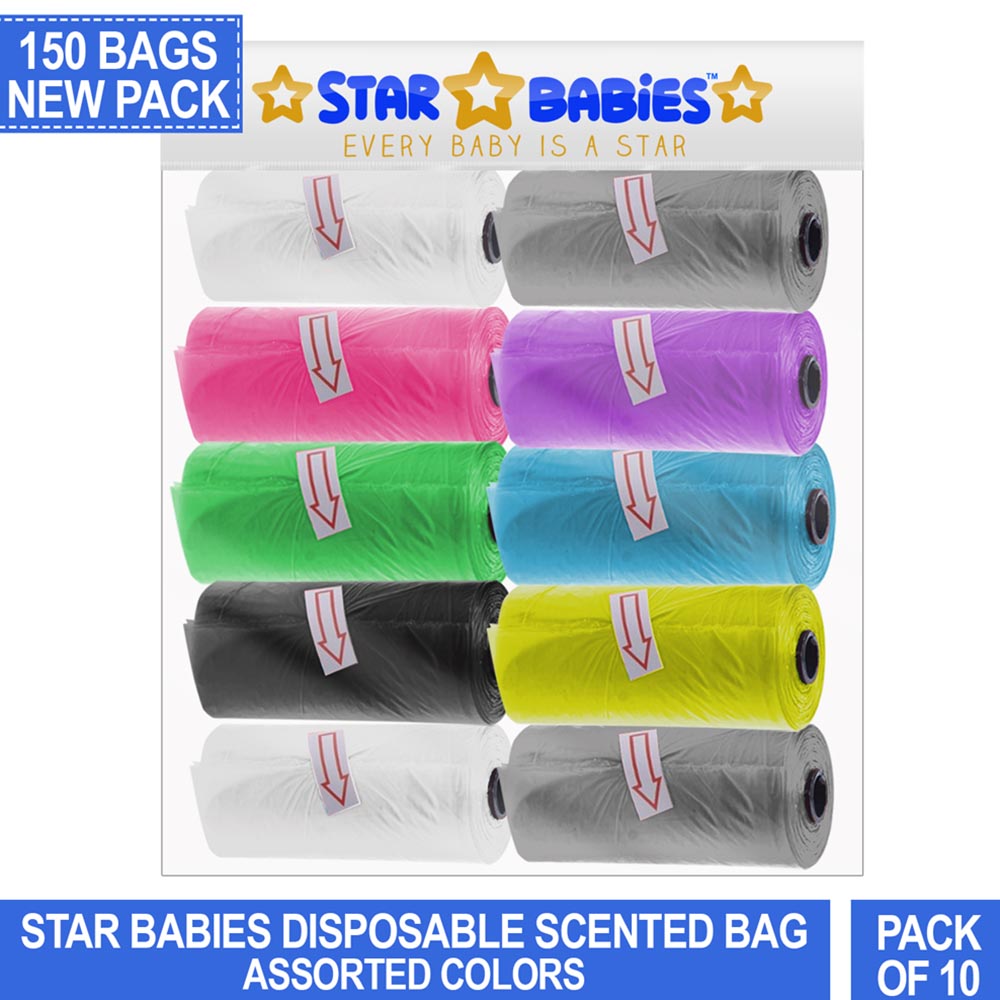 Star Babies - Scented Nappy Bag Pack of 10/150 Bags - Assorted
