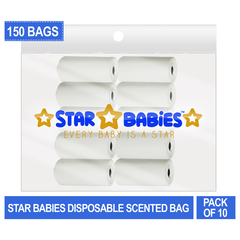 Star Babies - Scented Nappy Bag Pack of 10/150 Bags - White