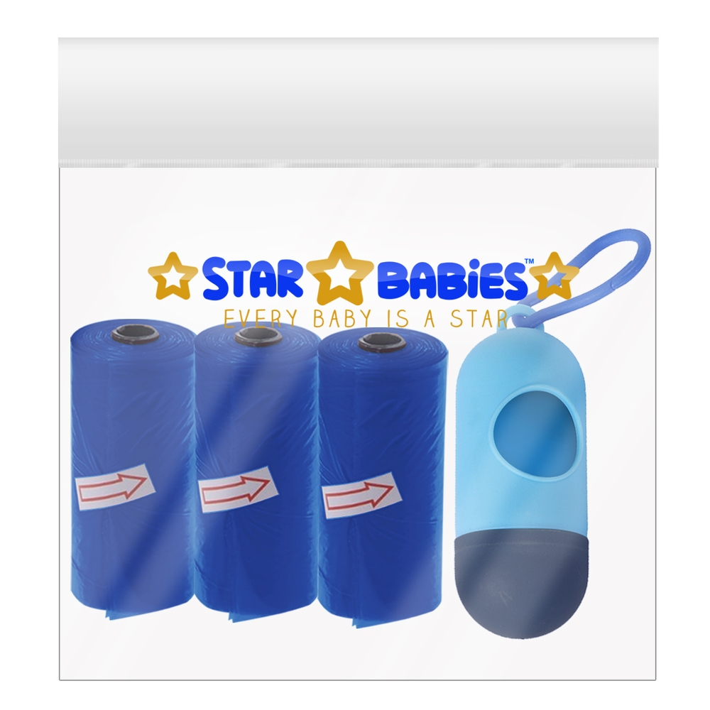Star Babies - Scented Nappy Bag With Dispenser Pack of 3/45 Bags - Navy Blue