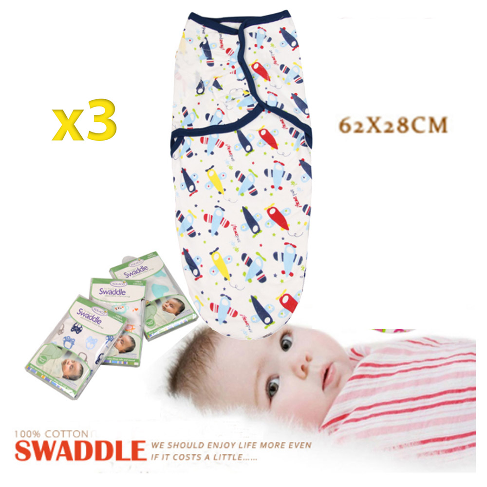 MeeMee - Airplane Print Swaddle Wrap Blanket - Pack of 3