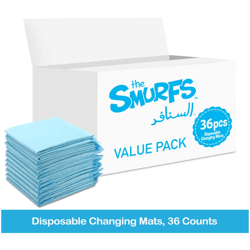 Smurfs - Disposable Changing Mats, 36 Counts-Blue