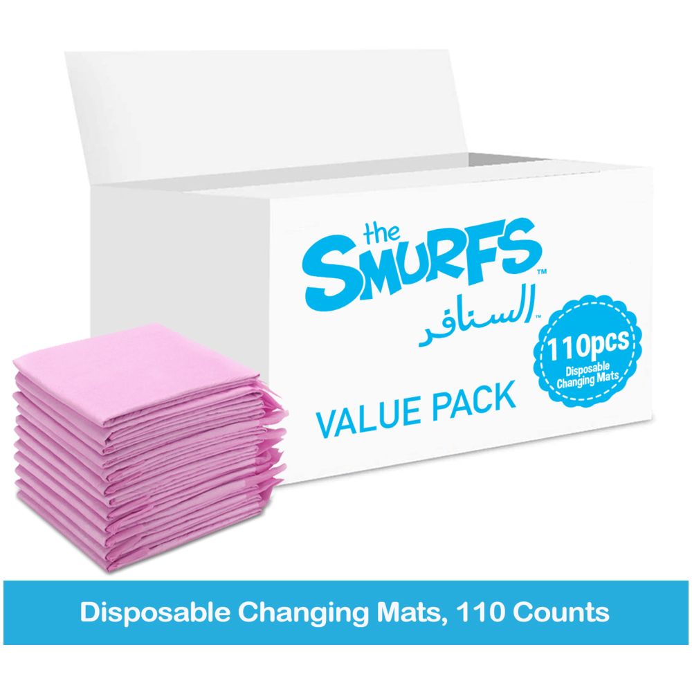 Smurfs - Disposable Changing Mats, 110 Counts - Pink