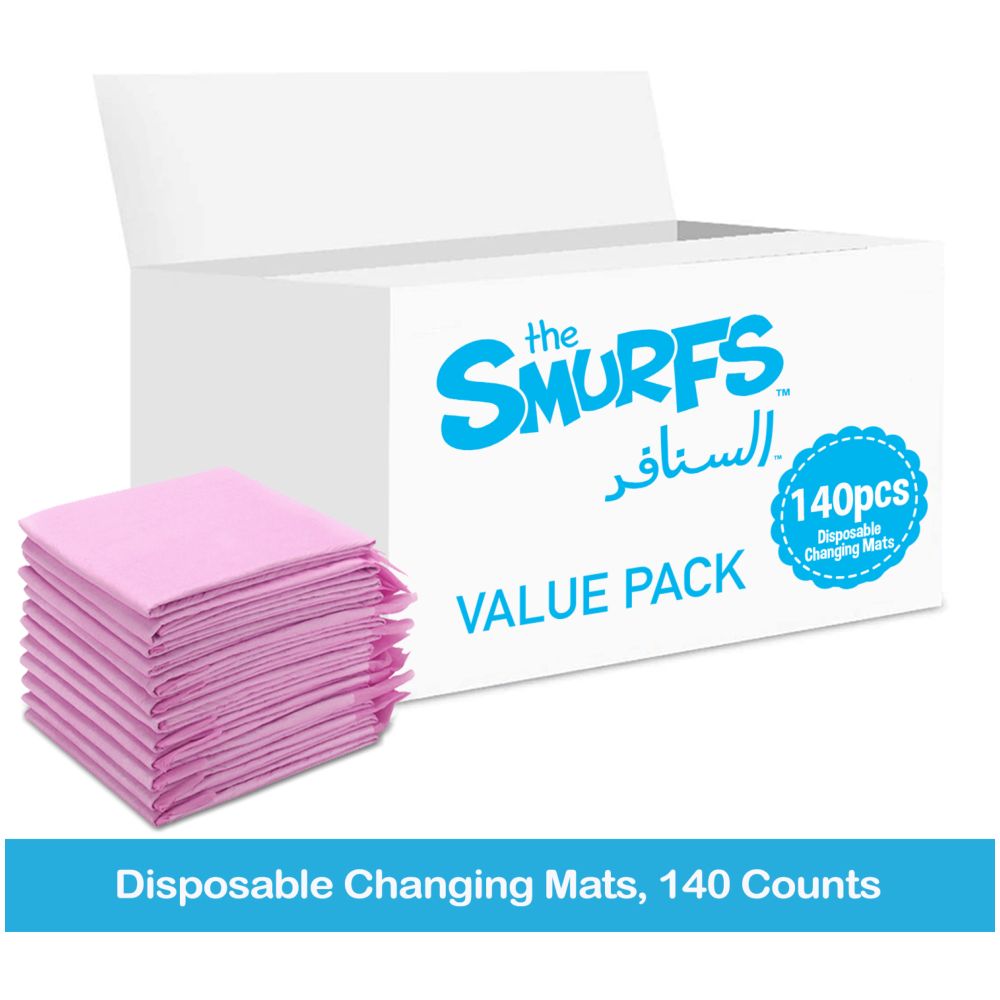 Smurfs - Disposable Changing Mats, 140 Counts - Pink