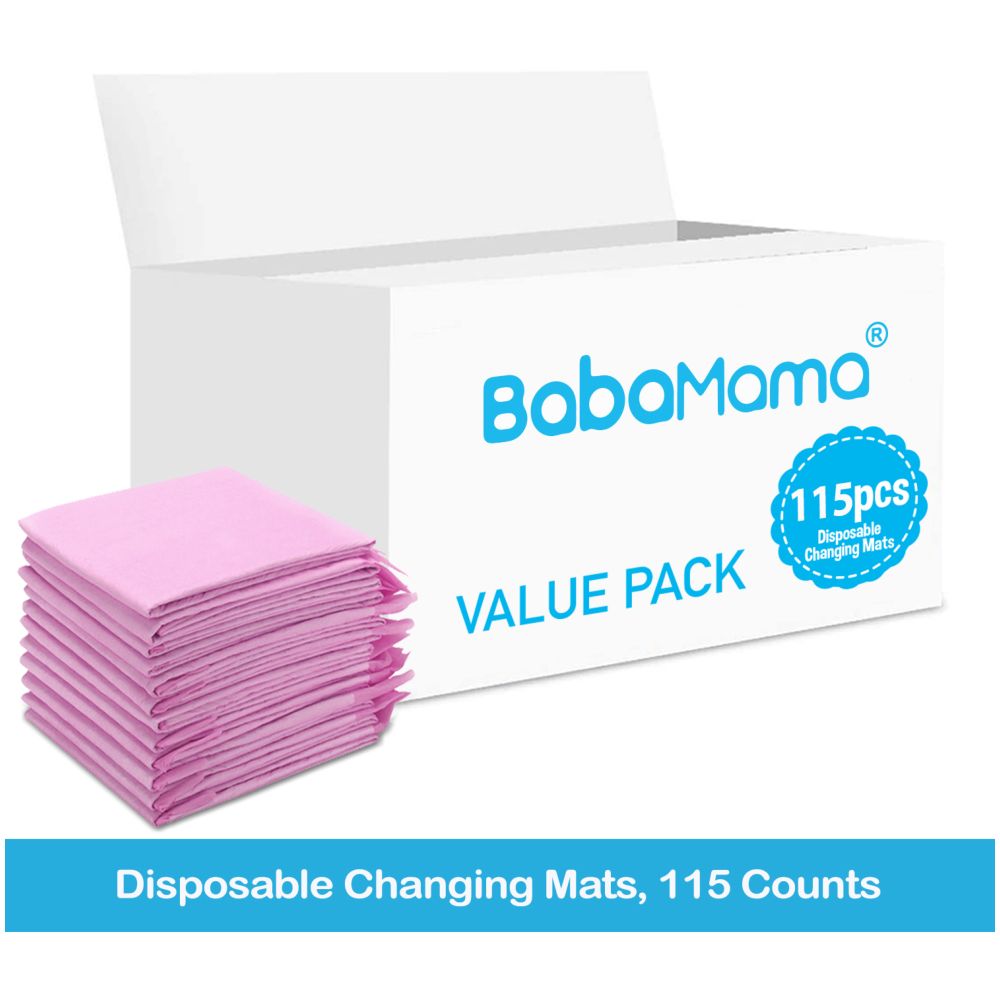BabaMama - Disposable Changing Mats, 115 Counts - Pink
