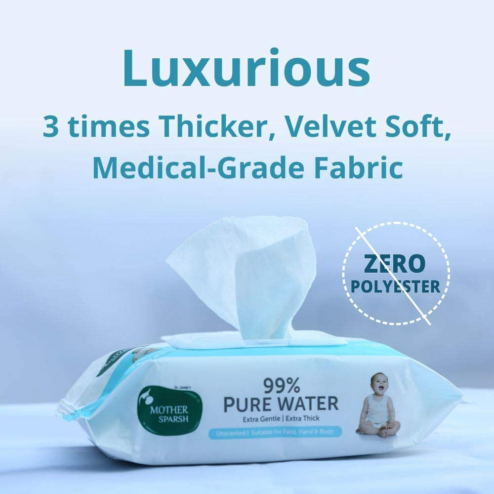 Mother Sparsh Pure Water Baby Wipes 72pcs/pack - Pack of 2