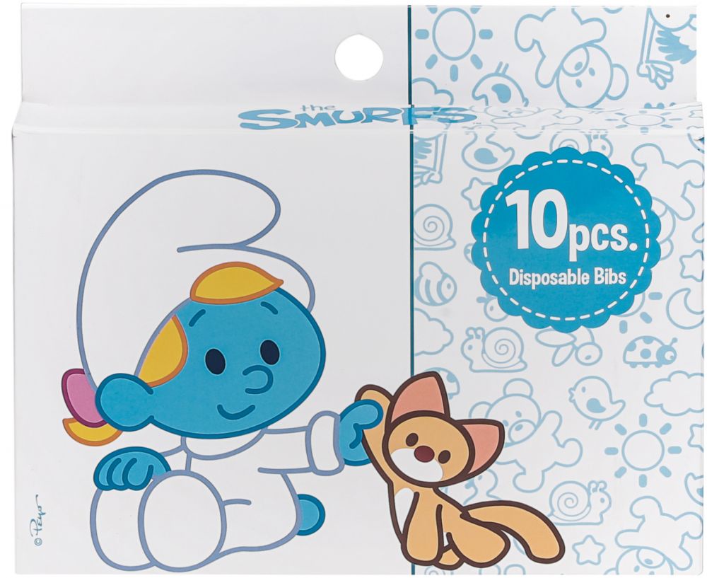 Smurf - Box of 10 Disposable Bibs