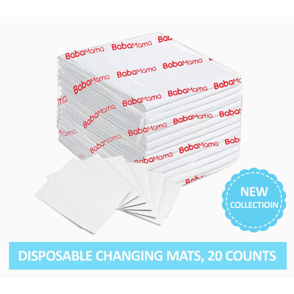 BabaMama Disposable Changing Mats, 20 Counts-White