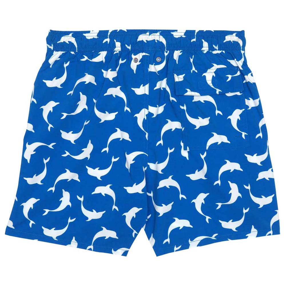 Turquoise Boys Dolphins Swim Shorts - Blue