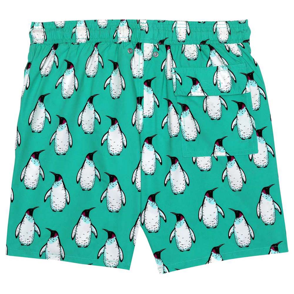 Turquoise Boys Penguins Swim Shorts - Blue