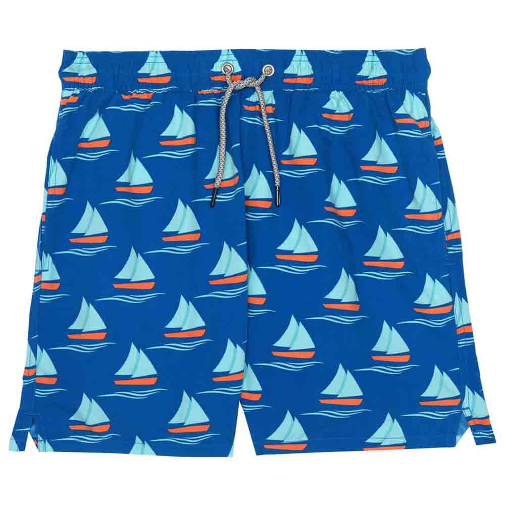 Turquoise Boys Ships Swim Shorts - Blue