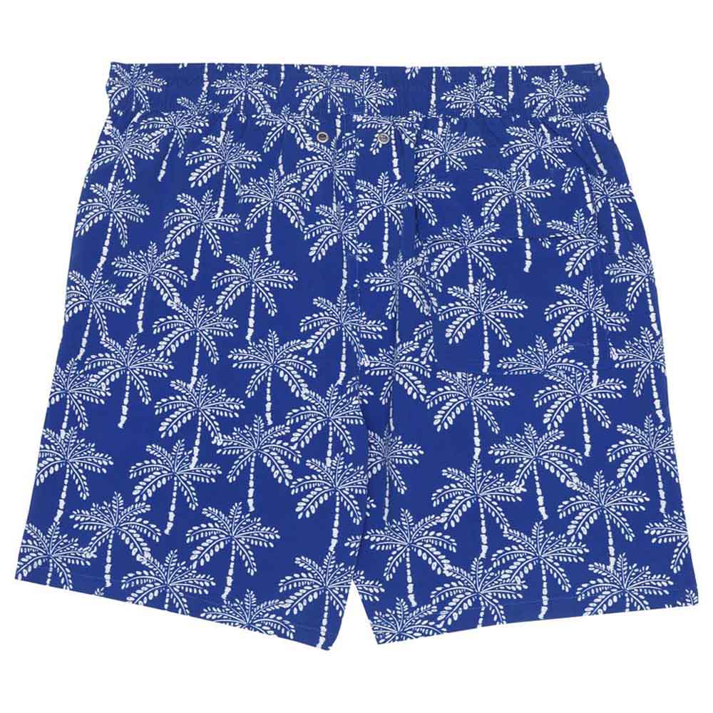 Turquoise - Men Palm Tree Swim Shorts - Blue