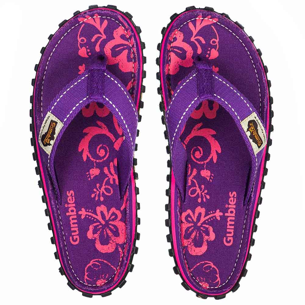 Gumbies Islander Flip-Flop Hibiscus - Purple