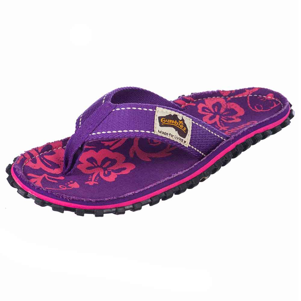 Gumbies Islander Flip-Flop Hibiscus - Purple