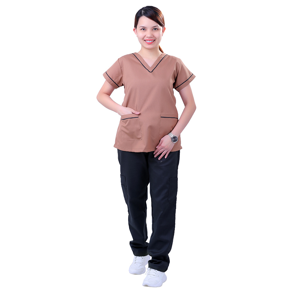 Veronica - Women Polycotton Medical Uniform Set - Brown