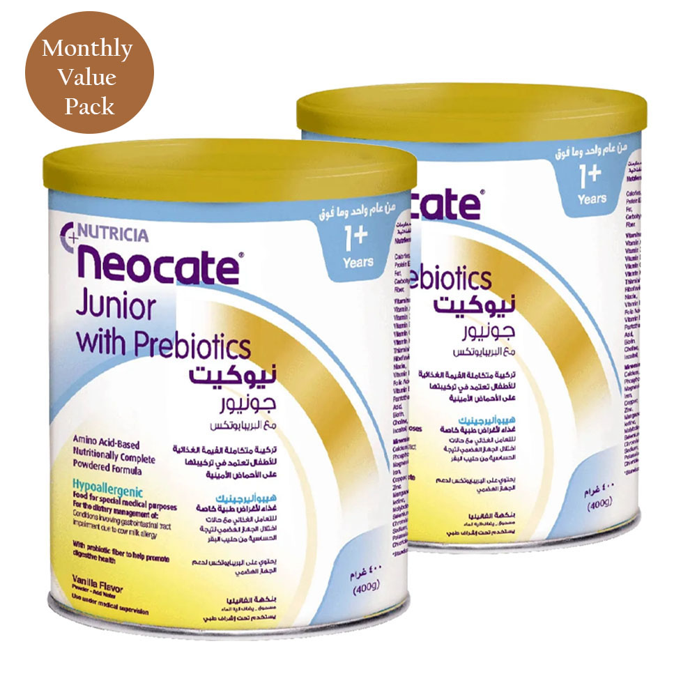 Neocate - Junior with Prebiotics Formula With Vanilla - 400g - Pack of 2