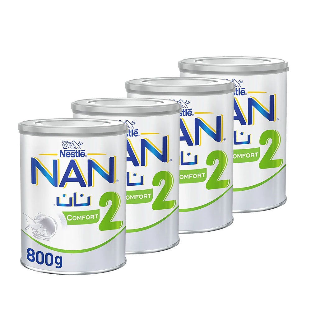 نستله نان - تركيبة كومفورت 2 لمتابعة المغص والإمساك 800 غرام - عبوة من 4 قطع