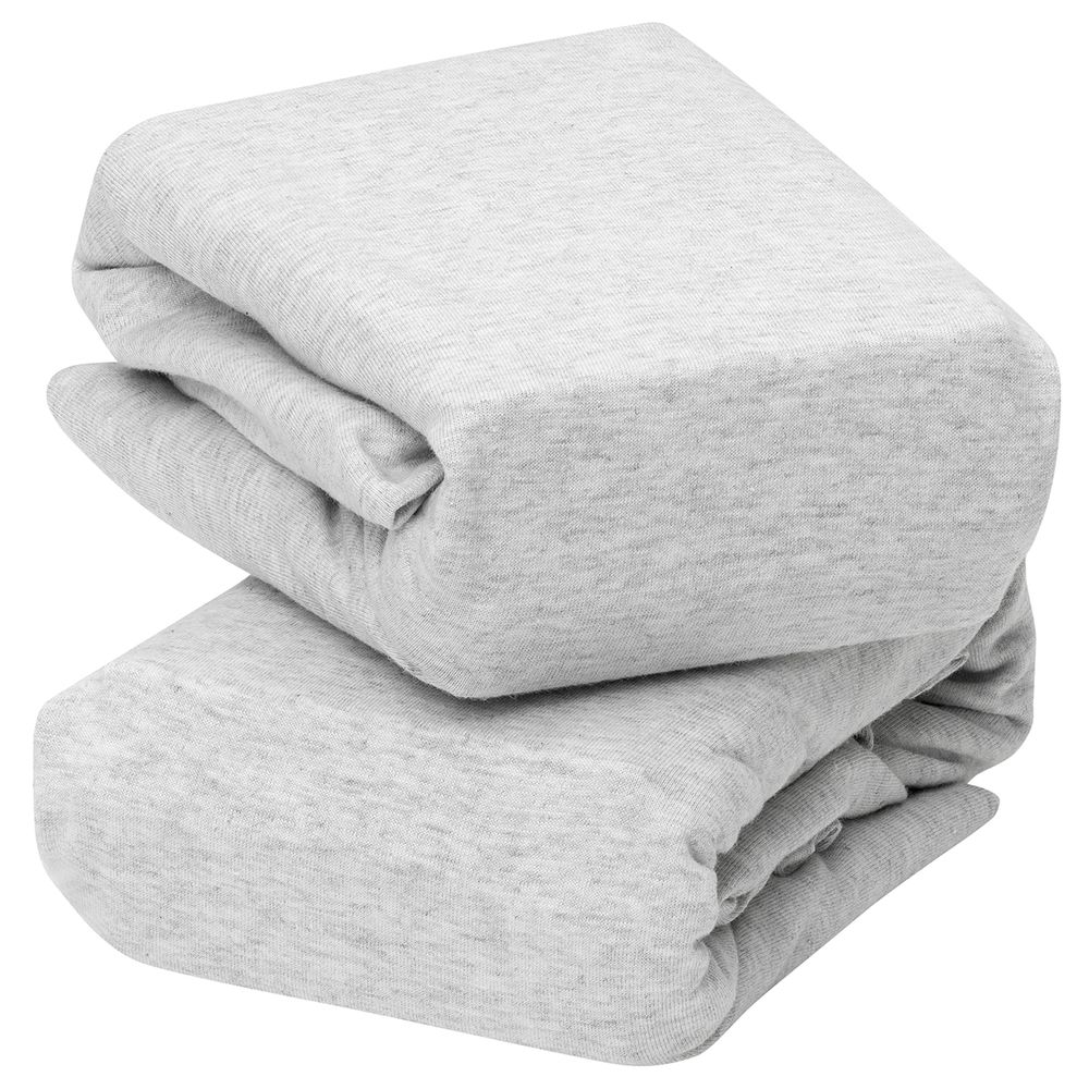 Clevamama Jersey Cotton Fitted Sheets - Pack of 2 - Melange Grey