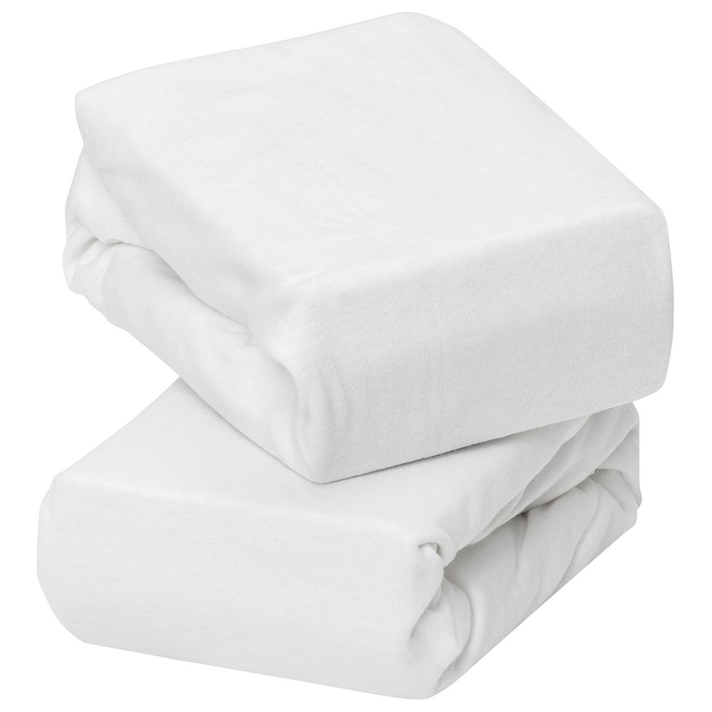 Clevamama Cotton Fitted Sheets For Crib - Pack of 2 - White