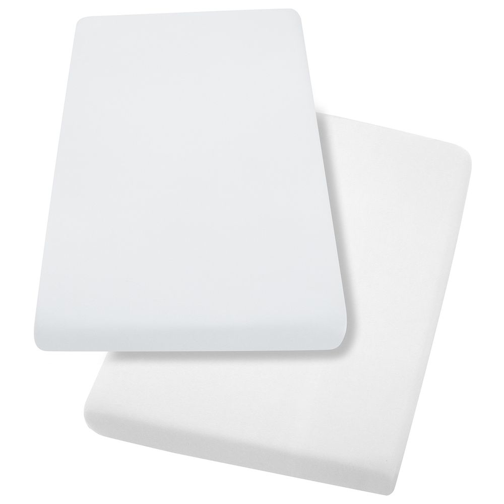 Clevamama Cotton Fitted Sheets For Crib - Pack of 2 - White