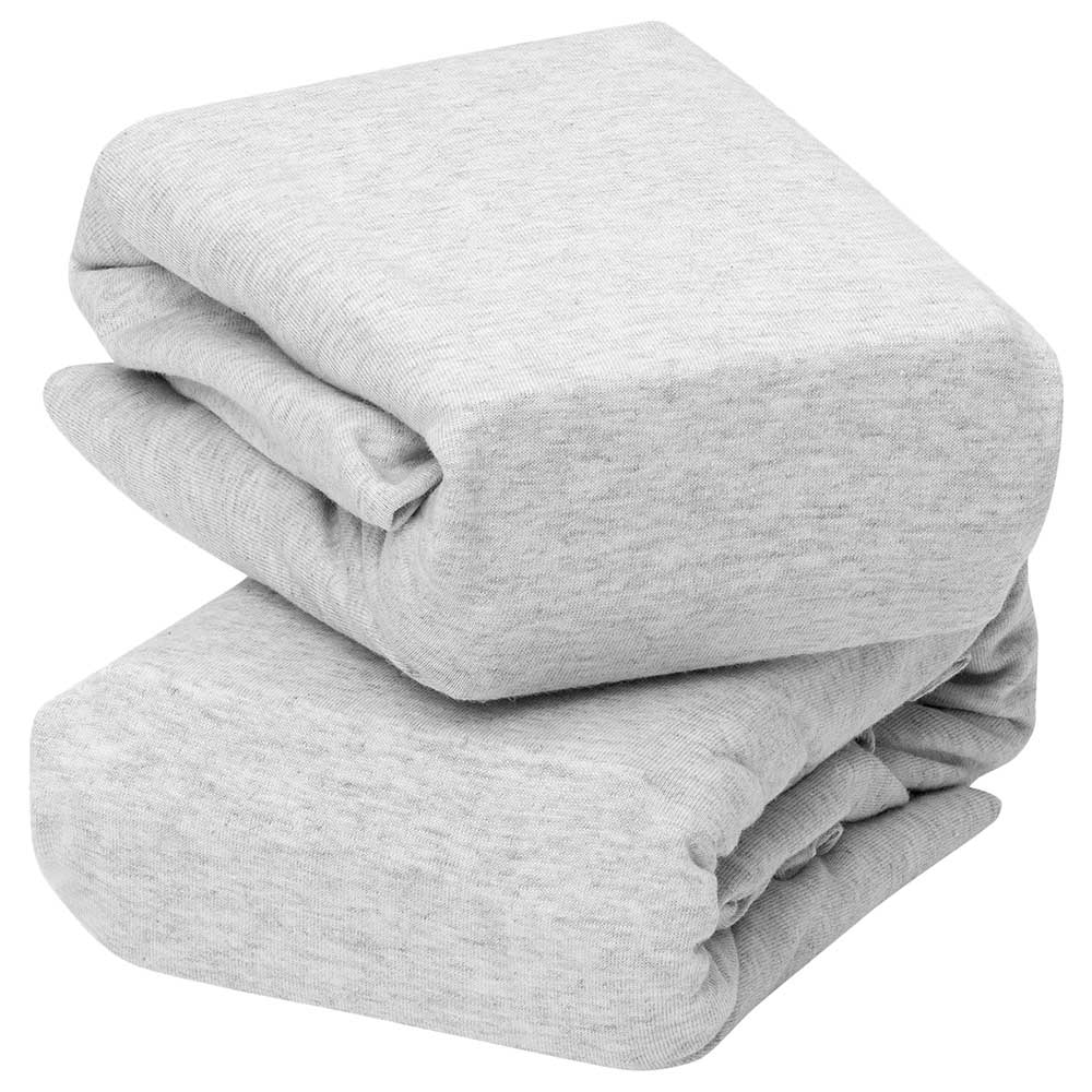 Clevamama Jersey Cotton Fitted Sheets - Pack Of 2 - 70x140cm - Grey
